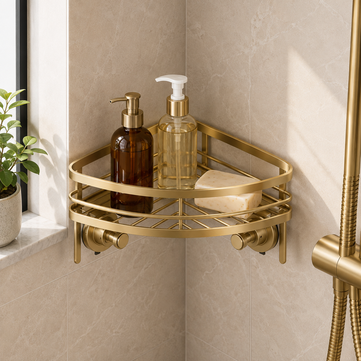 Black Suction Corner Shower Caddy