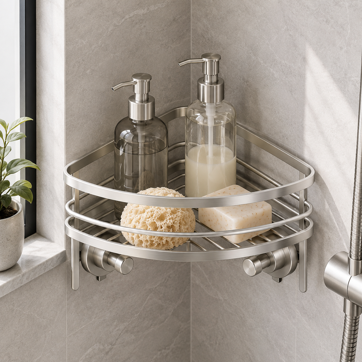 Black Suction Corner Shower Caddy