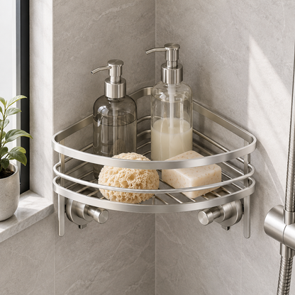 Black Suction Corner Shower Caddy