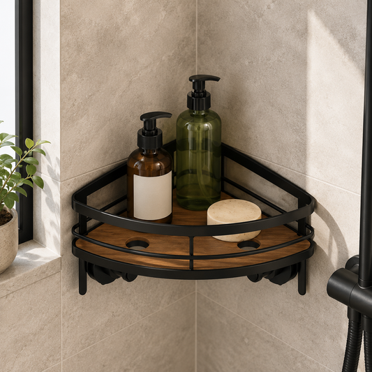 Black Suction Corner Shower Caddy