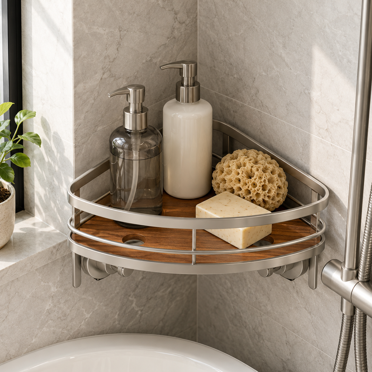 Black Suction Corner Shower Caddy