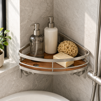 Black Suction Corner Shower Caddy