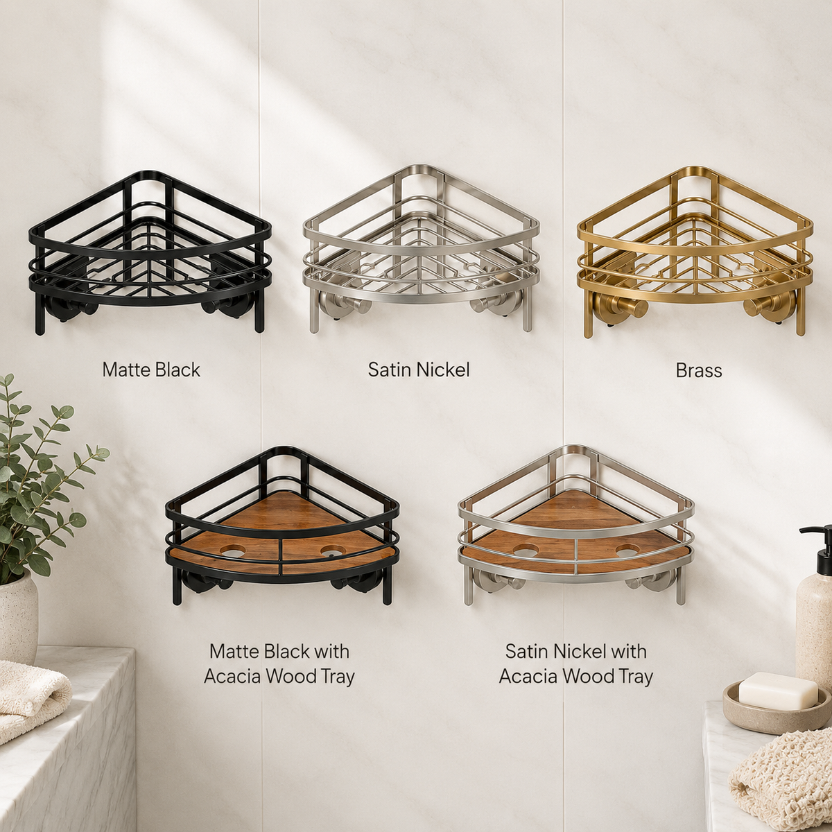 Black Suction Corner Shower Caddy