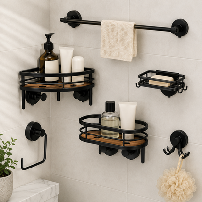 Black Suction Corner Shower Caddy
