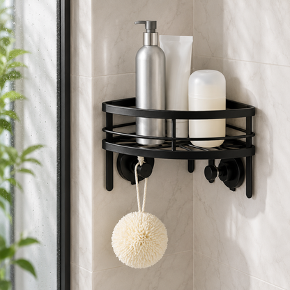 Black Suction Corner Shower Caddy