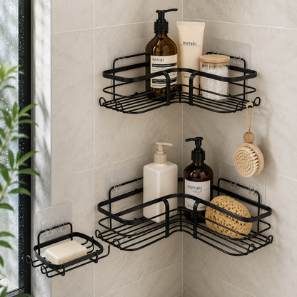 3-Piece Adhesive Corner Shelf Set
