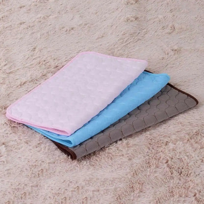 Washable Ice Silk Cooling Pet Mat for Dogs & Cats